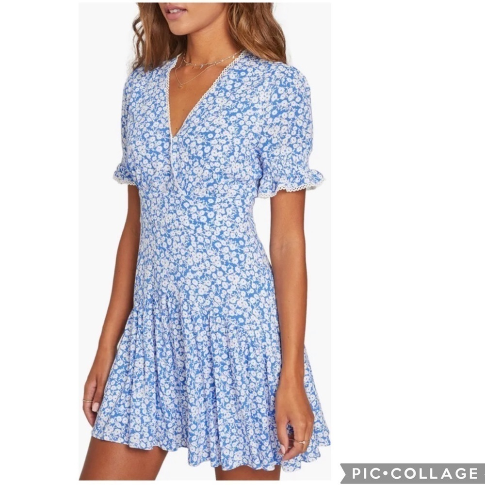 Lost + Wander Villa by the Sea Floral Picot Trim Peasant Minidress - Picture 2 of 9